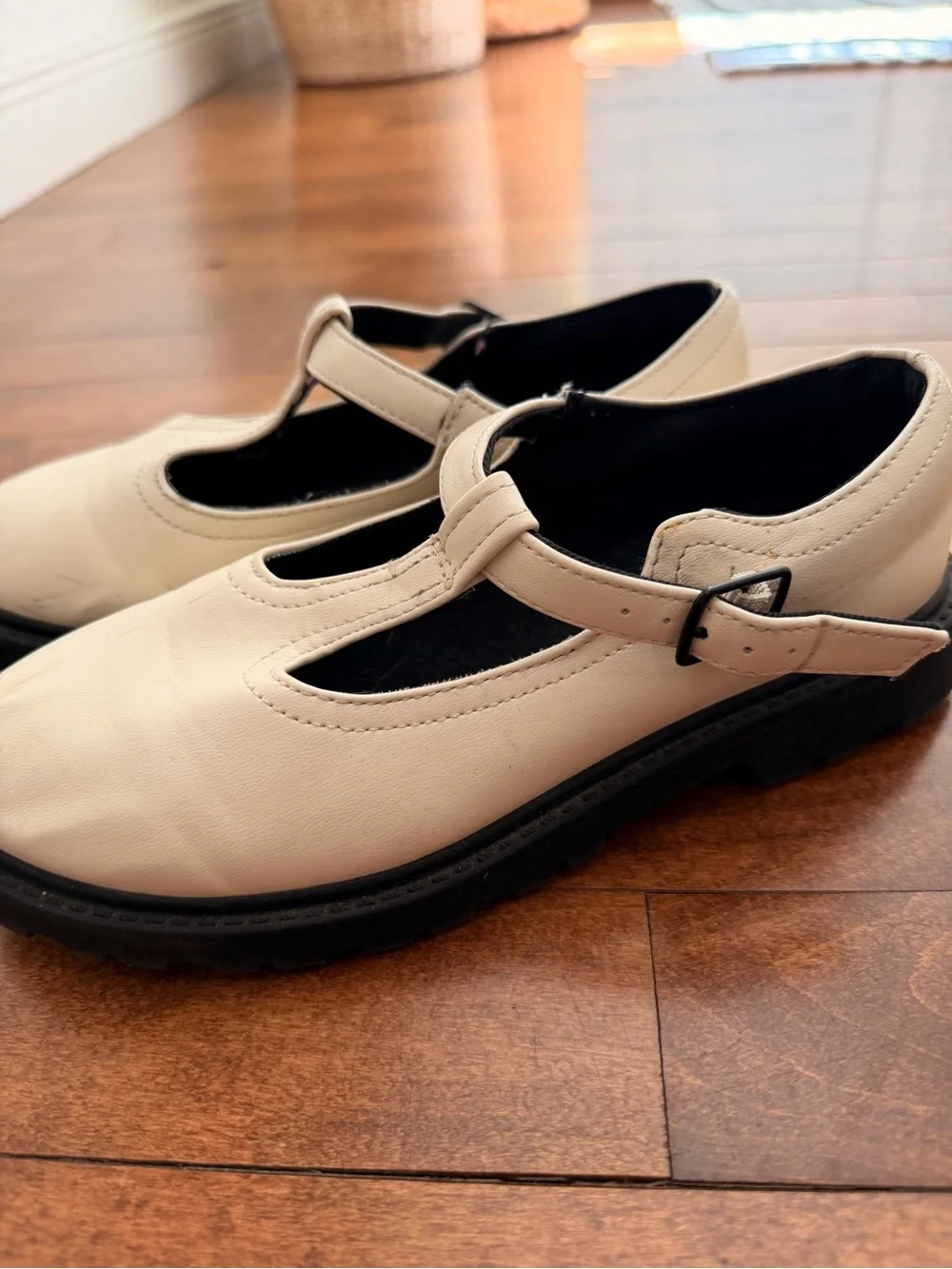 ZARA Cream T-Strap Mary Jane Loafers